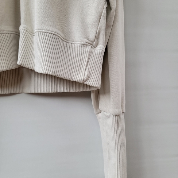 Agolde Klara V Neck Off White Ribbed Sweatshirt Size Large Modern Minimalist - Picture 11 of 16